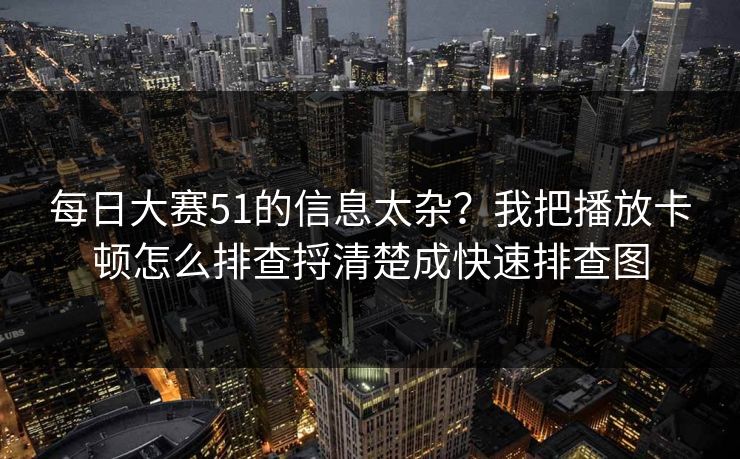 每日大赛51的信息太杂？我把播放卡顿怎么排查捋清楚成快速排查图
